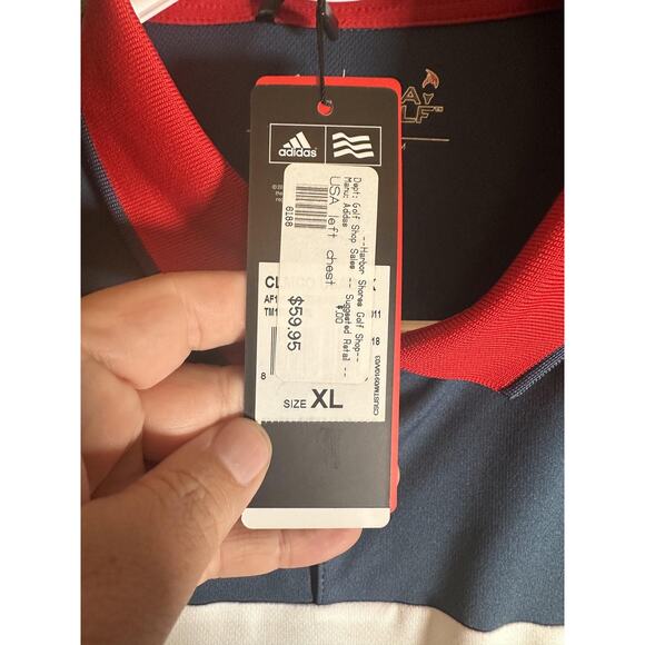 Adidas USA Golf Polo Shirt Mens XL White Navy Red Olympic Team NWT Performance - Picture 6 of 7